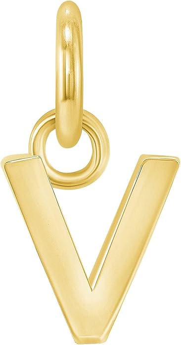 Takar Dainty 10K Gold Mini Initial Letter Pendant, A-Z Bold Gold Letter Charm For Women And Men, Personalized Pendant Charms, Christmas Gift for Women and Men Made In USA