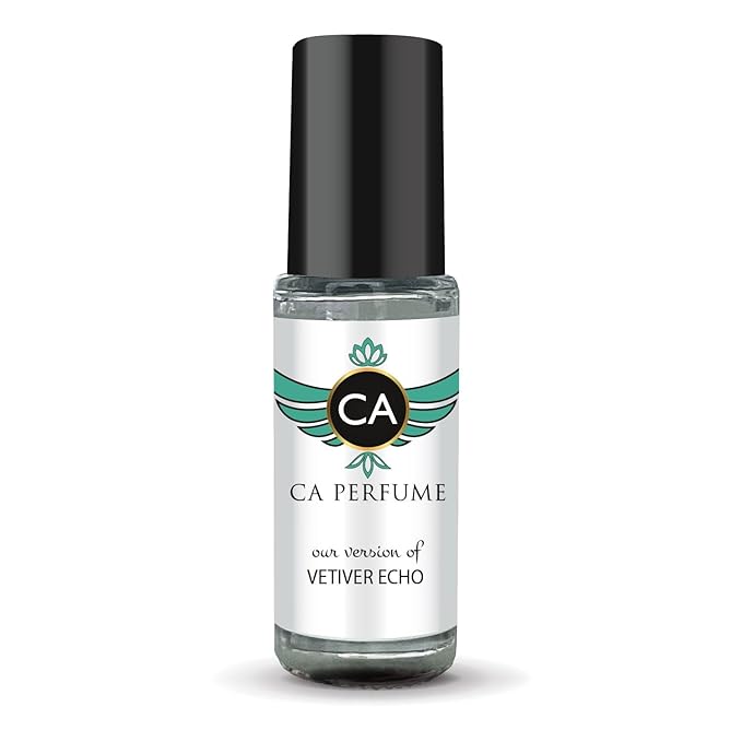 CA Perfume Originals Vetiver Echo Unisex Fragrance Oil Woody Scent Long Lasting Perfumes for Women & Men Travel Size TSA Ready Mini Parfum Body Oil Roll-on 0.14 Fl Oz 4ml
