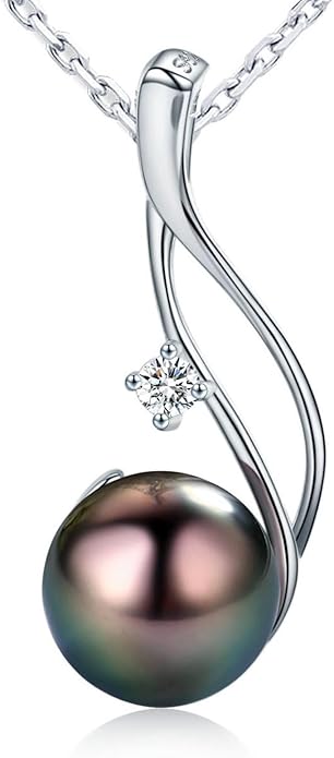 Birthday Gifts for Women - Black Pearl Necklaces for Women - Real 18K Gold Over Sterling Silver - Elegant Tahitian Black Pearl Jewelry - Anniversary·Gifts for Women - Christmas Gifts for Wife, Girlfriend, Her, Mom