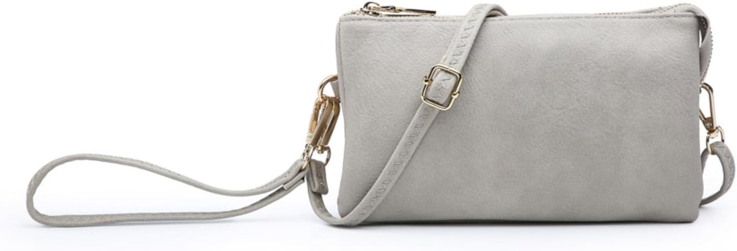 JEN & CO. Riley Small Crossbody Bags for Women Vegan Leather Wristlet Clutch Wallet Purses Handbags with 2 Straps
