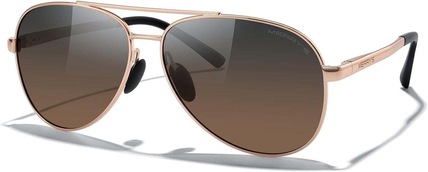 MERRY'S Aviator Sunglasses for Men Women - Polarized Driving Sun glasses Mirrored Lens UV 400 Protection 58 MM