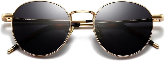 SUNGAIT Ponderable Metal Round Sunglasses for Men Women Classic Vintage Polarized Circle Sun Glasses