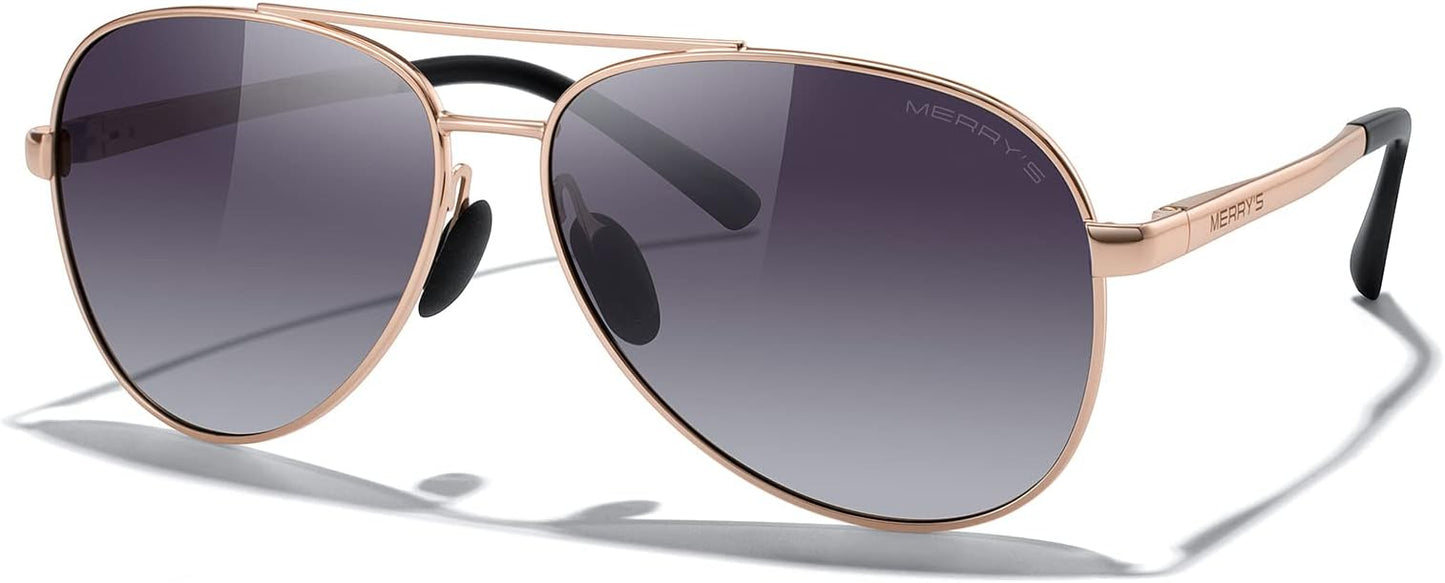 MERRY'S Aviator Sunglasses for Men Women - Polarized Driving Sun glasses Mirrored Lens UV 400 Protection 58 MM