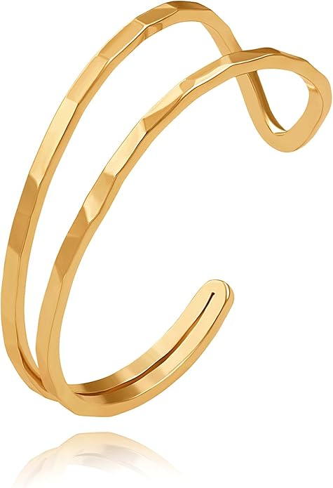 POTESSA 18K Gold Plated Cuff Bracelets Adjustable Dainty Bangle Handemade Jewelry for Women