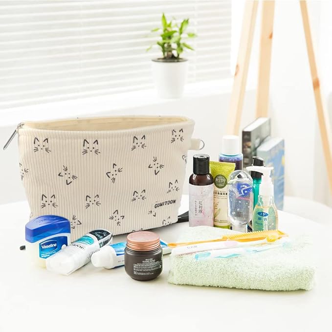 2pcs Cosmetic Bags,makeup bag for women,aesthetic organizer toiletry bags,travel essentials,travel size toiletries,a small make up bag and a big make up bag(cat bag)