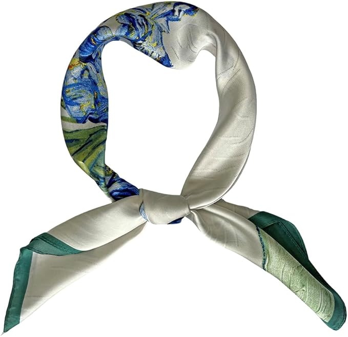 FONYVE Silk Feeling Scarf Medium Square Satin Head Scarf for Women 27.5 × 27.5 inches