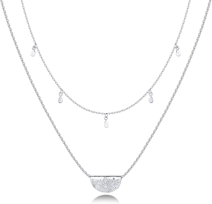 PAVOI 14K Gold Plated Layering Necklaces | Stylish Minimalist Design Pendant Necklaces | Bar, Circle, Lotus, Disc, Dog Tag, Horizontal Bar Pendants for Women