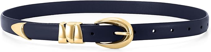 WHIPPY Women Skinny Leather Belt for Jeans Pants Dresses Ladies Fashion Waist Belt with Shiny Gold Buckle