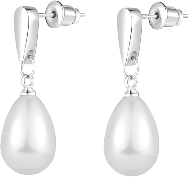 14k Gold Plated Lightweight Pearl Earrings,Trendy Jewelry,Teardrop Hoop Earrings for Women,Pearl Drop Earrings,Elegant Jewelry for Gifts
