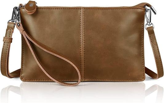 befen Genuine Leather Wristlet Clutch Wallet Purses Small Crossbody Bags for Women with RFID Blocking Card Slots