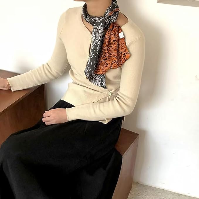 100% Mulberry Silk Ribbon Scarf for Hair Beach Head Wraps for Women Handbag accessories Necktie