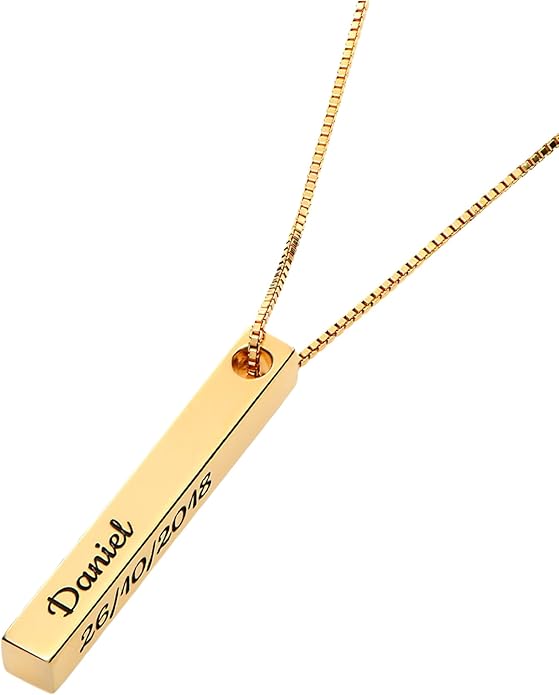 OAK & LUNA - Personalized Pillar Bar Necklace with Diamond Options - Custom Inscription Engraved Pendant - Up to 4 Names - Jewelry Gift for Women, Her, Mother For Mother's Day, Christmas
