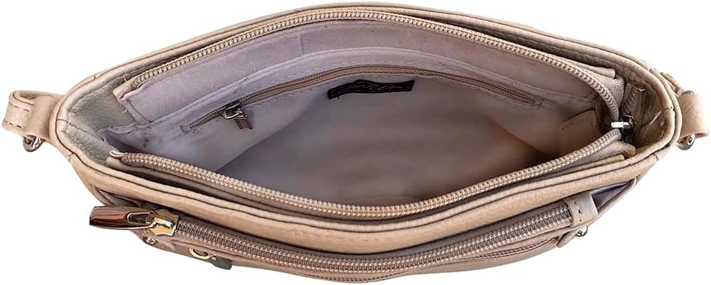 Cowhide Leather Women's Shoulder Purse Small Cross Body Organizer Bag with Many Pockets
