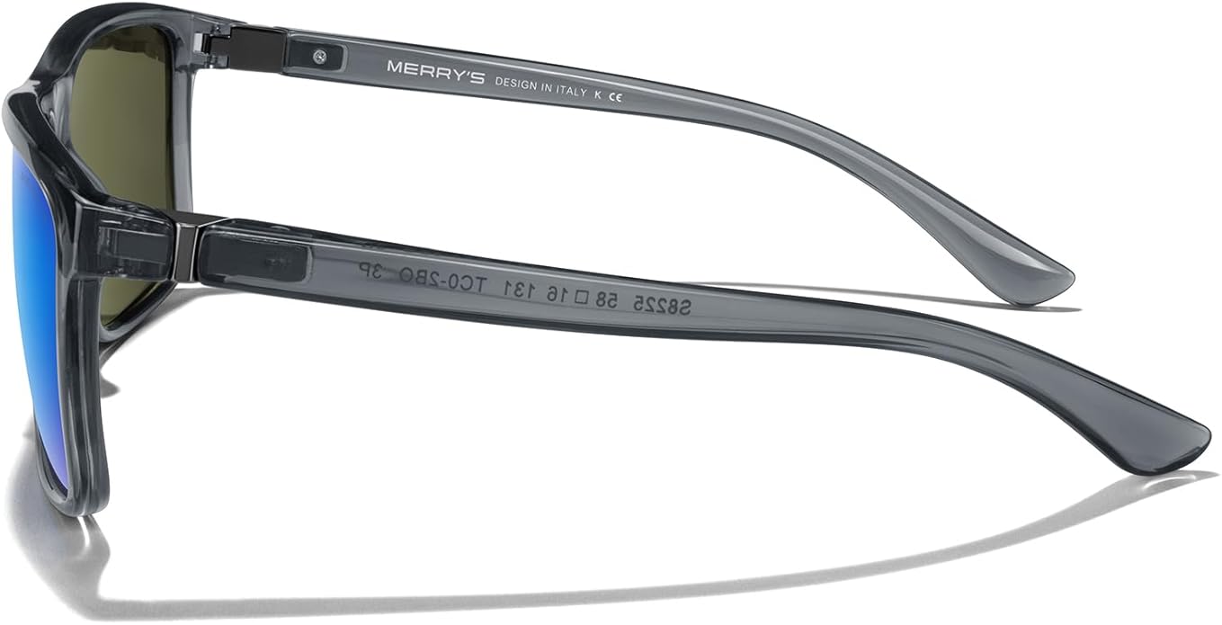 MERRY'S Rectangular Polarized Sports Sunglasses for Men Women Cycling Driving Fishing UV400 Protection S8225