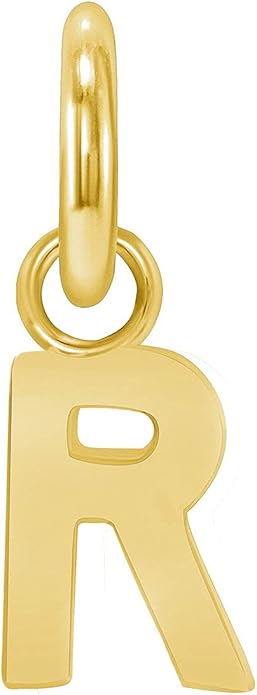 Takar Dainty 10K Gold Mini Initial Letter Pendant, A-Z Bold Gold Letter Charm For Women And Men, Personalized Pendant Charms, Christmas Gift for Women and Men Made In USA