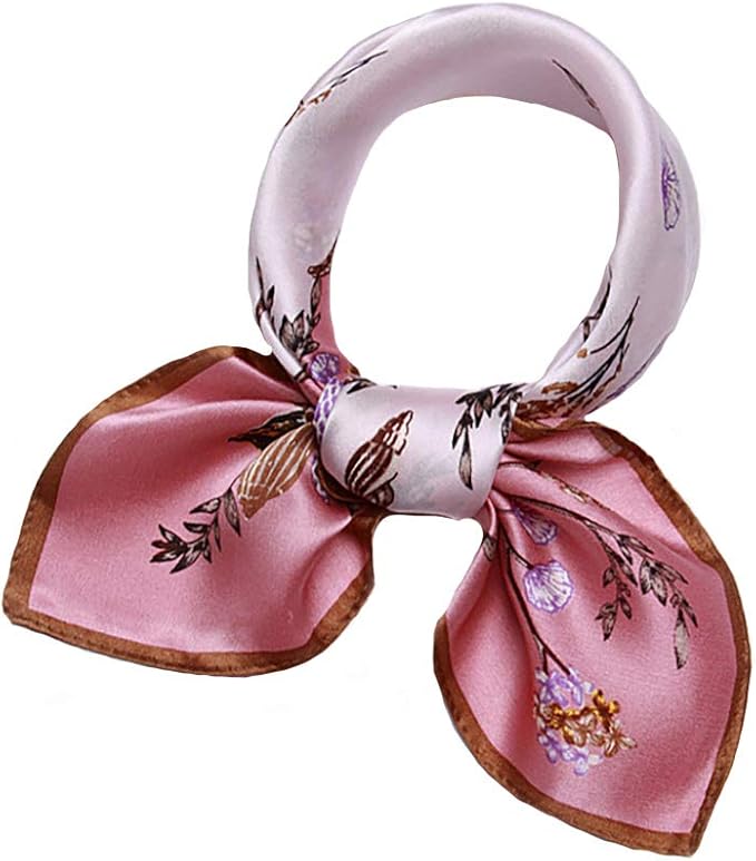 ANDANTINO 100% Real Mulberry Silk Scarf -21'' x 21''- Lightweight Neckerchief –Women Men Small Square Digital Printed Scarves