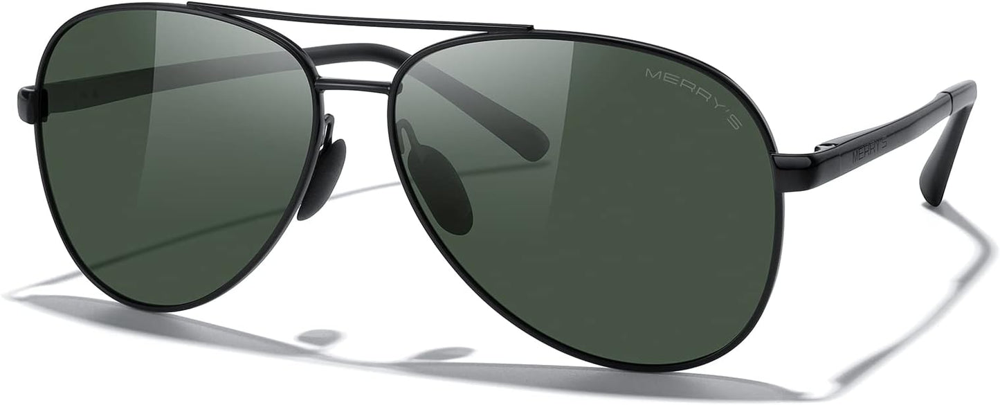 MERRY'S Aviator Sunglasses for Men Women - Polarized Driving Sun glasses Mirrored Lens UV 400 Protection 58 MM