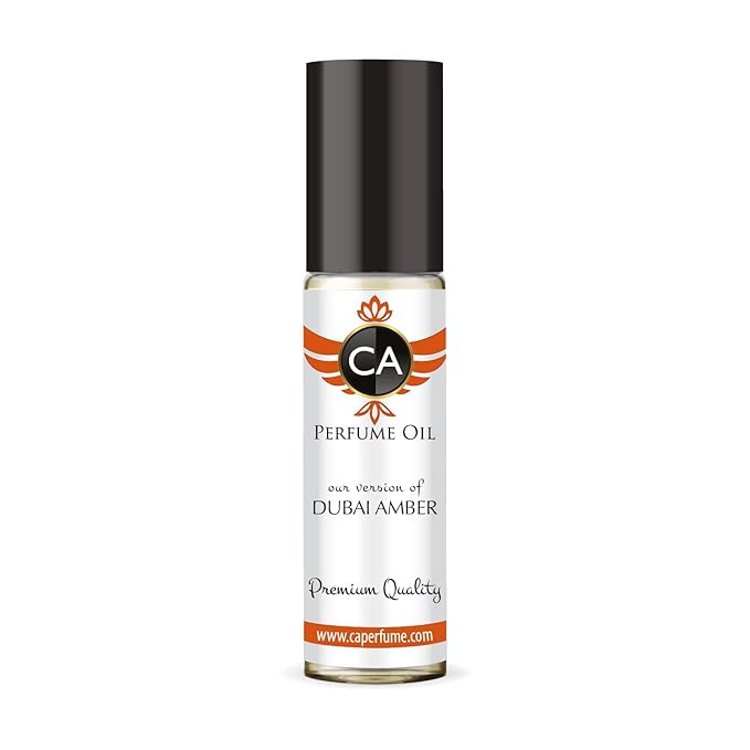 CA Perfume Impression of Dubai Amber Unisex Fragrance Oil Amber Scent Long Lasting Perfumes for Women & Men Travel Size TSA Ready Mini Parfum Body Oil Roll-on 0.33 Fl Oz 10ml