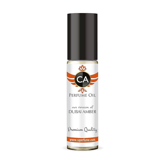 CA Perfume Impression of Dubai Amber Unisex Fragrance Oil Amber Scent Long Lasting Perfumes for Women & Men Travel Size TSA Ready Mini Parfum Body Oil Roll-on 0.33 Fl Oz 10ml