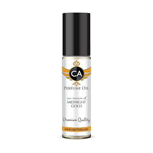 CA Perfume Impression of Midnight Gold Unisex Fragrance Oil Amber Woody Scent Long Lasting Perfumes for Women & Men Travel Size TSA Ready Mini Parfum Body Oil Roll-on 0.33 Fl Oz 10ml