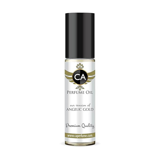 CA Perfume Impression of Angelic Gold for Women Fragrance Oil Floral Fruity Scent Long Lasting Perfumes for Women Travel Size TSA Ready Mini Parfum Body Oil Roll-on 0.33 Fl Oz 10ml