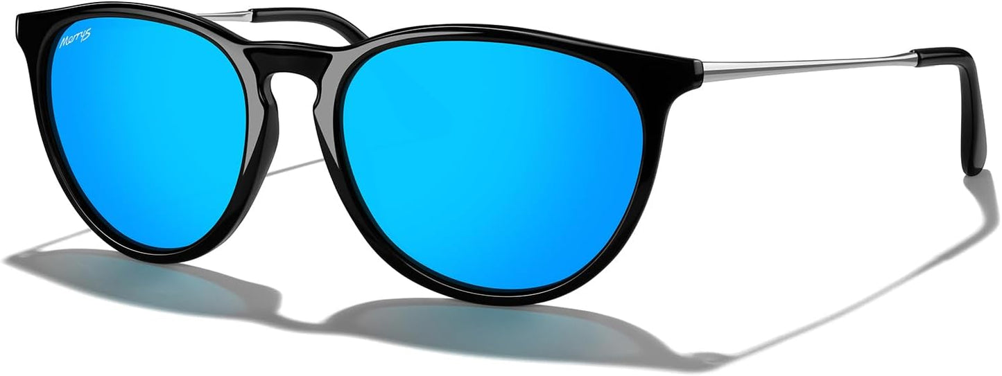 MERRY'S Vintage Polarized Sunglasses for Women Men Retro Round Mirrored Lens Sun glasses UV400