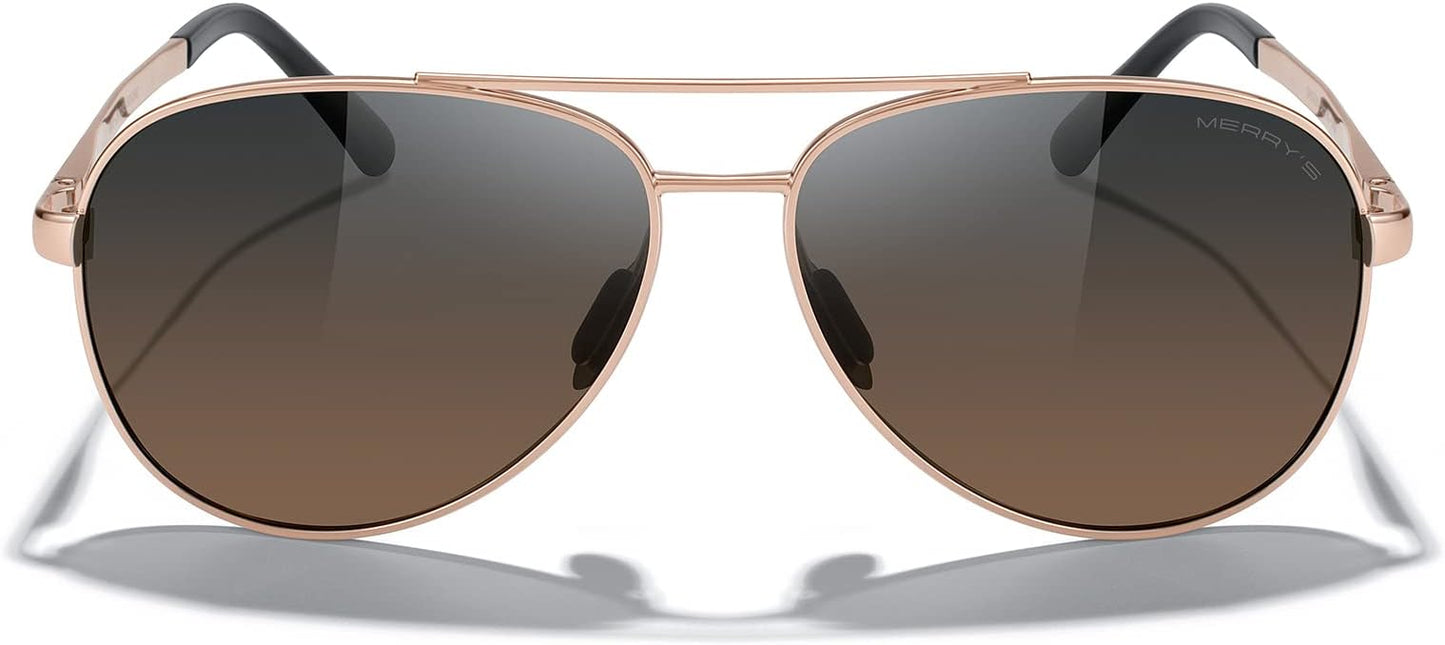 MERRY'S Aviator Sunglasses for Men Women - Polarized Driving Sun glasses Mirrored Lens UV 400 Protection 58 MM