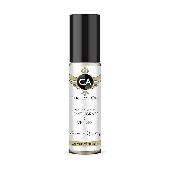 CA Perfume Impression of Lemongrass & Vetiver Unisex Fragrance Oil Woody Aromatic Scent Long Lasting Perfumes for Women & Men Travel Size TSA Ready Mini Parfum Body Oil Roll-on 0.33 Fl Oz 10ml