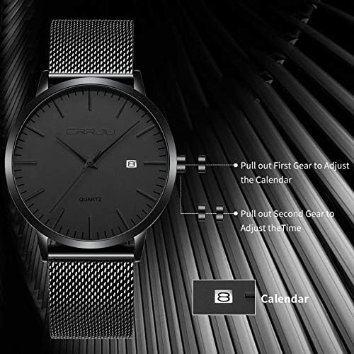 CRRJU Men's Minimalist Casual Luxury Auto Date Watches Fashion Business Japan Movement Quartz Waterproof Wristwatches for Men Stainsteel Steel Band Watch