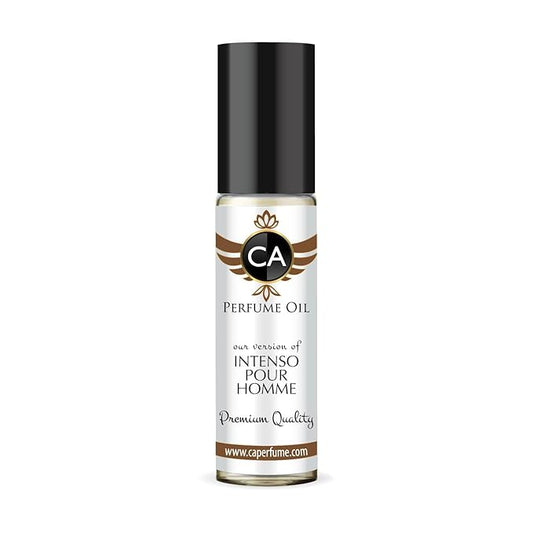 CA Perfume Impression of Intenso Pour Homme for Men Fragrance Oil Woody Aromatic Scent Long Lasting Cologne for Men Travel Size TSA Ready Mini Parfum Body Oil Roll-on 0.33 Fl Oz 10ml