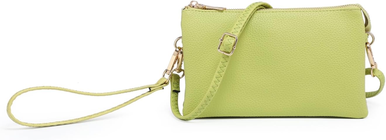 JEN & CO. Riley Small Crossbody Bags for Women Vegan Leather Wristlet Clutch Wallet Purses Handbags with 2 Straps