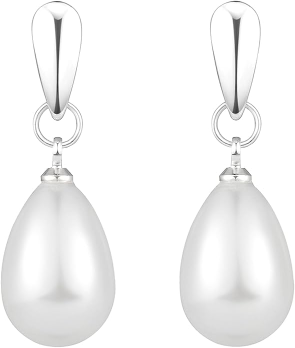 14k Gold Plated Lightweight Pearl Earrings,Trendy Jewelry,Teardrop Hoop Earrings for Women,Pearl Drop Earrings,Elegant Jewelry for Gifts