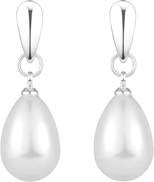 14k Gold Plated Lightweight Pearl Earrings,Trendy Jewelry,Teardrop Hoop Earrings for Women,Pearl Drop Earrings,Elegant Jewelry for Gifts
