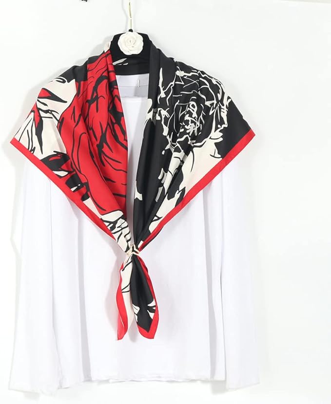 YOUR SMILE Silk Like Scarf Women's Fashion Pattern Large Square Satin Headscarf Headdress