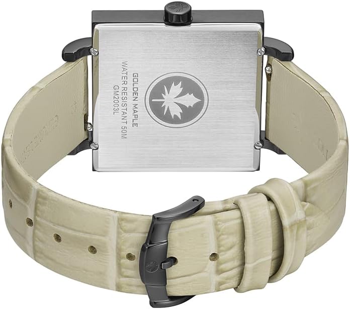 GOLDEN MAPLE Fancy Ladies Watch, Quartz Movement Watches for Women, Square Case with Leather Strap