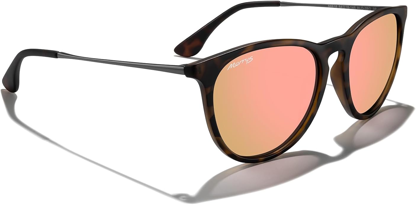 MERRY'S Vintage Polarized Sunglasses for Women Men Retro Round Mirrored Lens Sun glasses UV400