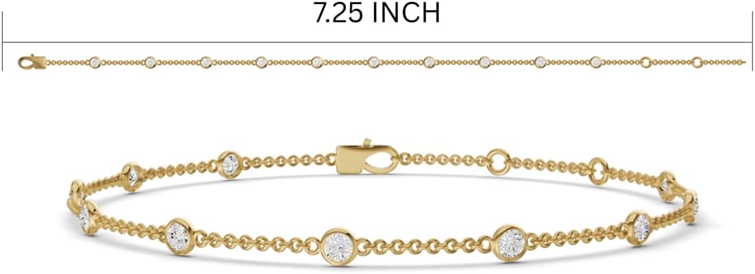 TimeLess Classics Women's Bracelet - Bezel Set Lab Grown Diamond Station Bracelet in 14K White & Yellow Gold - 0.25-4 Carat TW