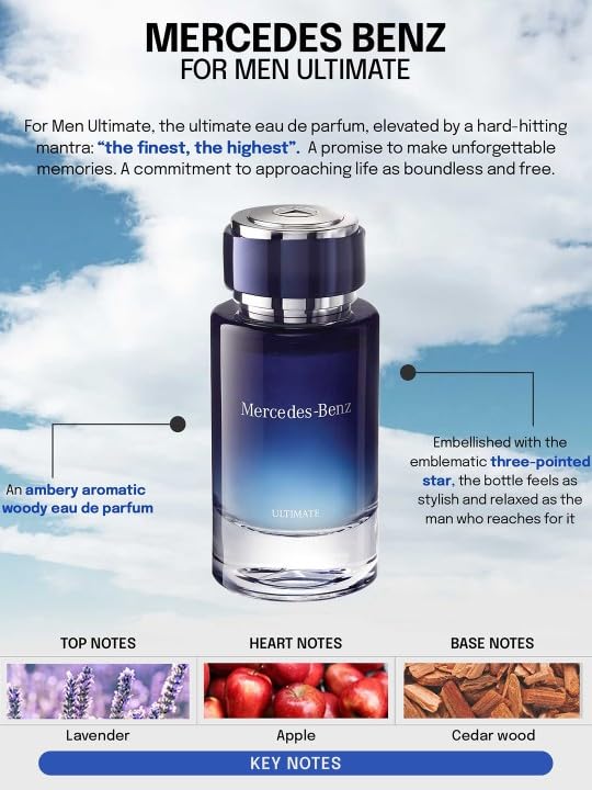 Mercedes Benz for Men Ultimate - Eau de Parfum - Long Lasting Cologne for Men - Amber and Patchouli Cologne - Travel Size Perfume - 1.3 oz EDP
