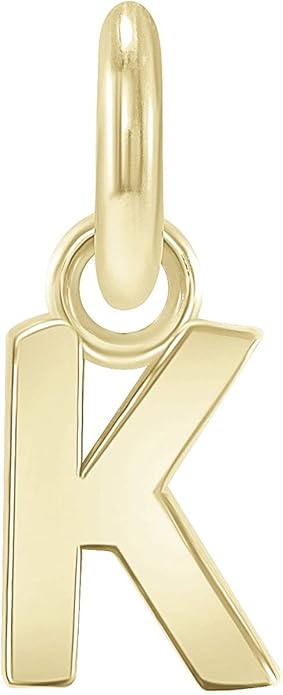 Takar Dainty 10K Gold Mini Initial Letter Pendant, A-Z Bold Gold Letter Charm For Women And Men, Personalized Pendant Charms, Christmas Gift for Women and Men Made In USA