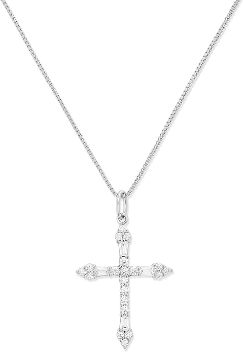 Milla 14K Gold Plated Cross Necklace for Women, Silver Cross Necklaces for Women, 18 inches Chain with Cross Pendant