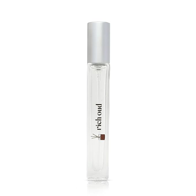 Just Juice Rich Oud - Oud Perfume for Women and Men - Bergamot, Saffron, Amber Perfume - Rich, Woody Mini Travel Size Fragrance - 0.3 oz