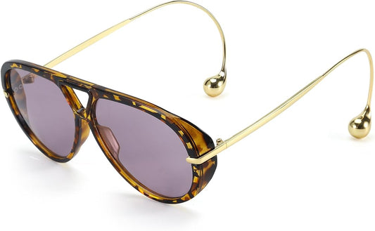 SODQW Oversized Aviator Sunglasses for Women With Earring Trendy Large Big XL Size 2025 Designer Ladies Shades