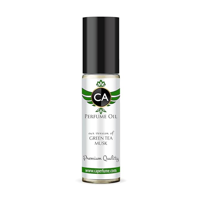 CA Perfume Originals Green Tea Musk Unisex Fragrance Oil Citrus Aromatic Scent Long Lasting Perfumes for Women & Men Travel Size TSA Ready Mini Parfum Body Oil Roll-on 0.33 Fl Oz 10ml