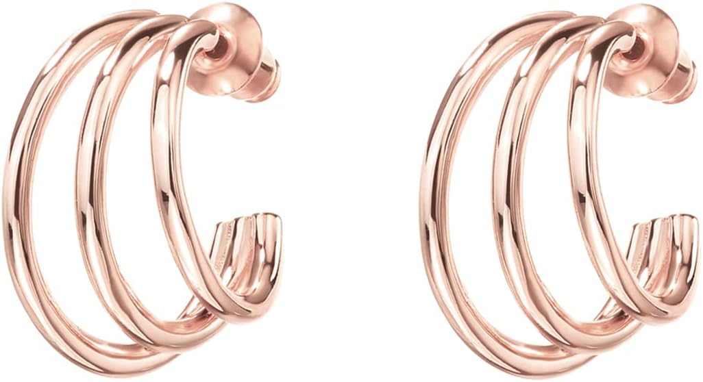 PAVOI 14K Gold Plated Multi Huggie Hoop Earrings for Women - 925 Sterling Silver Posts Triple Split Hoop Gold Earrings for Women - Trendy Fashion Jewelry