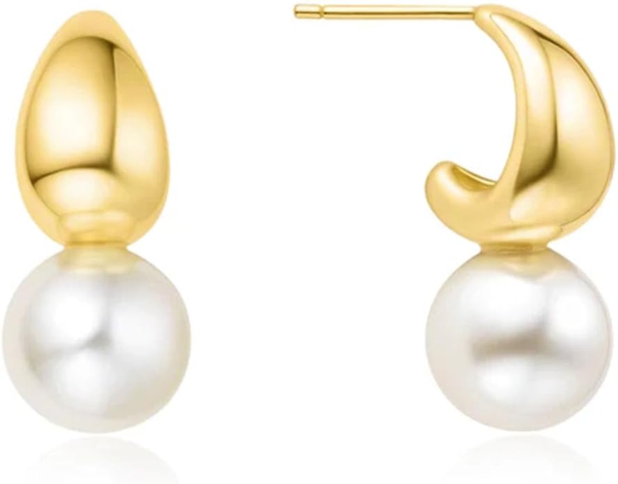 CHESKY Christmas Gifts Pearl Earrings for Women, Dainty 14K Gold Plated/Silver Plated Drop Quality Handpicked AAA+ Freshwater Cultured Round Pearls Dangle Earrings Wedding Jewelry for Women Gifts