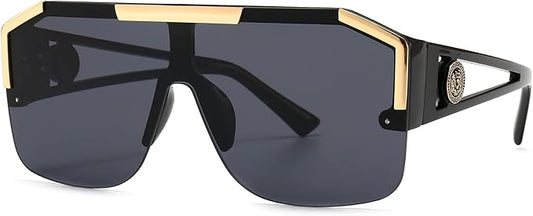 AIEYEZO Square Oversized Sunglasses Flat Top Shield Sun Glasses for Men Women One Lens Square Shades