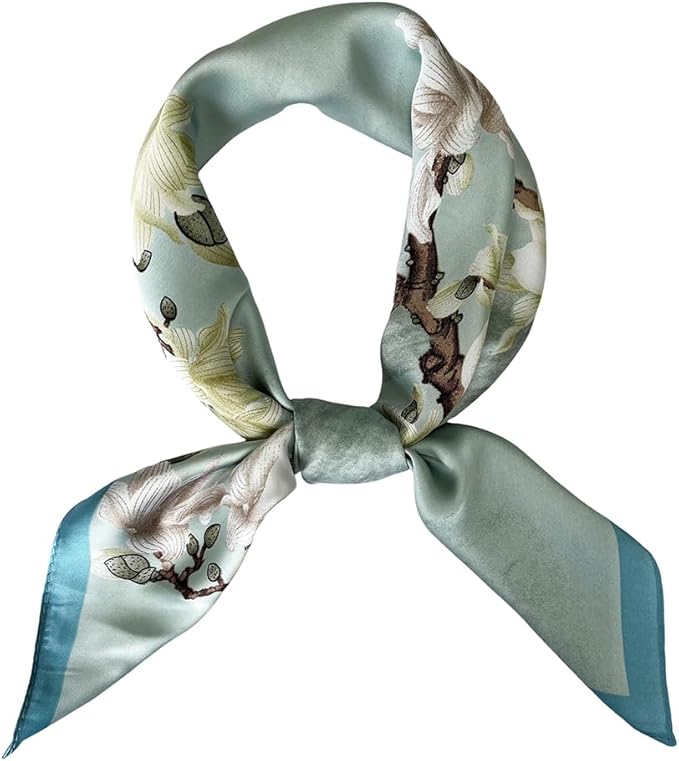FONYVE Silk Feeling Scarf Medium Square Satin Head Scarf for Women 27.5 × 27.5 inches