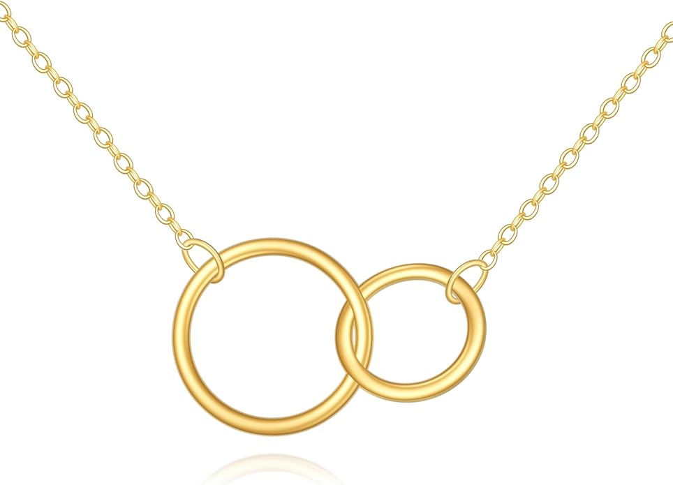 KECHO 14k Gold Simple Circle Necklace Karma Pendant Necklace for Women Jewelry