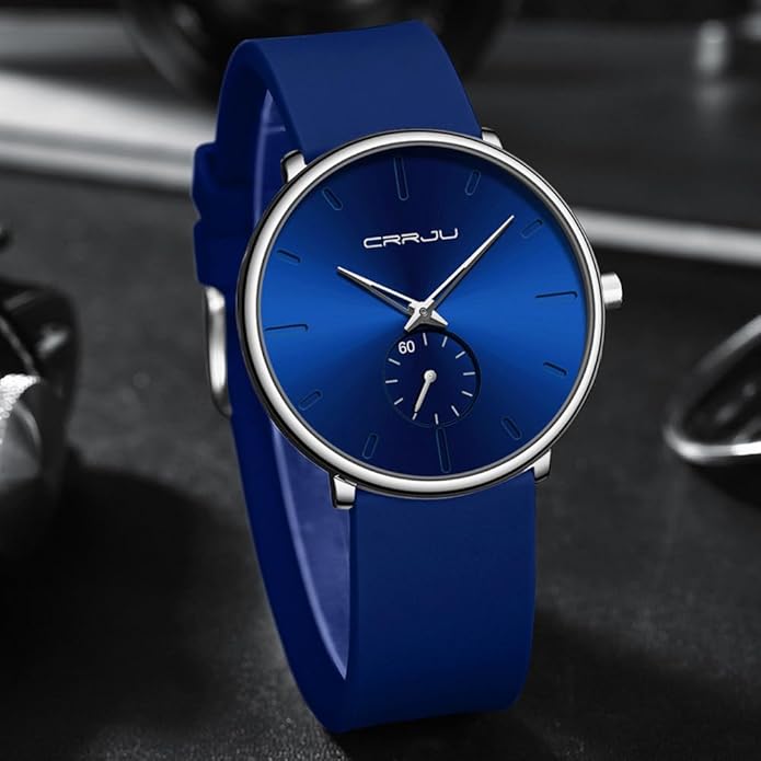 CRRJU Men’s Women Watch Casual Stylish Waterproof Quartz Unisex Wristwatches, Ultra Thin Watches for Men Women, Colorful Silicone Band