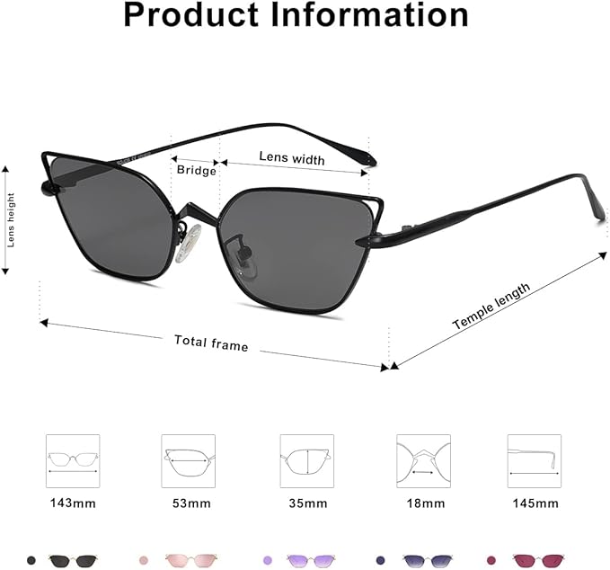 SOJOS Small Cateye Sunglasses Fashion Narrow Fun Designer Sun Glasses SJ1127A